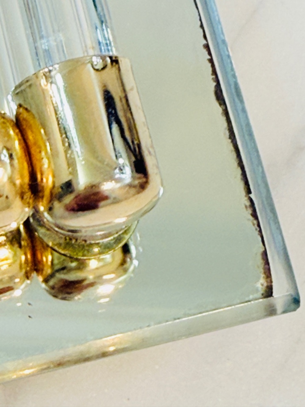Vintage Modern Glass and Gold Mirrored Vanity Tray - Picture 8 of 14